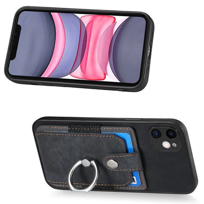 D2 For iPhone 11 Kickstand Case Shockproof TPU+PU Leather Phone Case