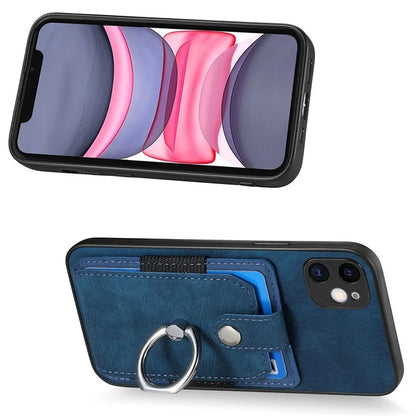 D2 For iPhone 11 Kickstand Case Shockproof TPU+PU Leather Phone Case