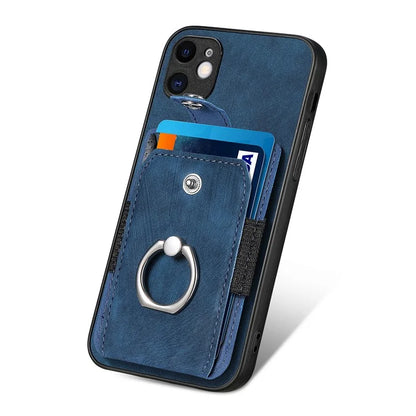 D2 For iPhone 11 Kickstand Case Shockproof TPU+PU Leather Phone Case