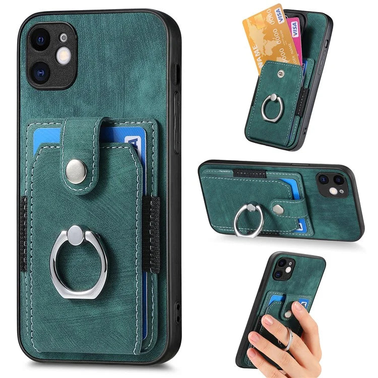 D2 For iPhone 11 Kickstand Case Shockproof TPU+PU Leather Phone Case