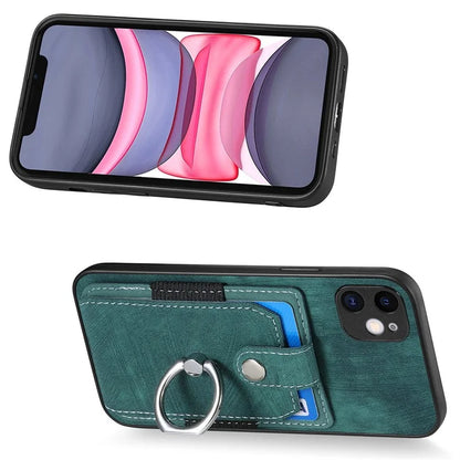 D2 For iPhone 11 Kickstand Case Shockproof TPU+PU Leather Phone Case