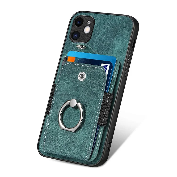 D2 For iPhone 11 Kickstand Case Shockproof TPU+PU Leather Phone Case