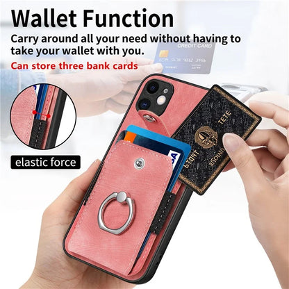 D2 For iPhone 11 Kickstand Case Shockproof TPU+PU Leather Phone Case