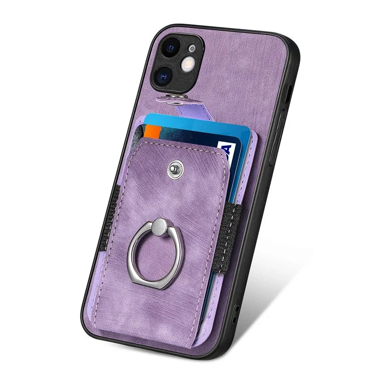 D2 For iPhone 11 Kickstand Case Shockproof TPU+PU Leather Phone Case
