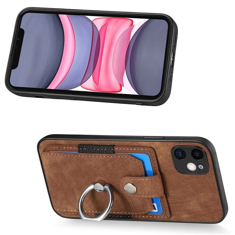 D2 For iPhone 11 Kickstand Case Shockproof TPU+PU Leather Phone Case