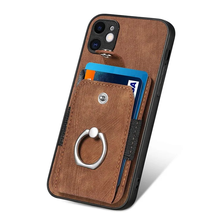 D2 For iPhone 11 Kickstand Case Shockproof TPU+PU Leather Phone Case
