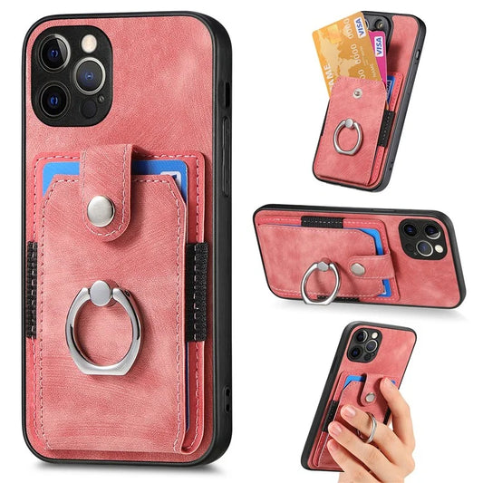D2 For iPhone 12 Pro Max Case TPU+PU Leather Phone Shell with Kickstand