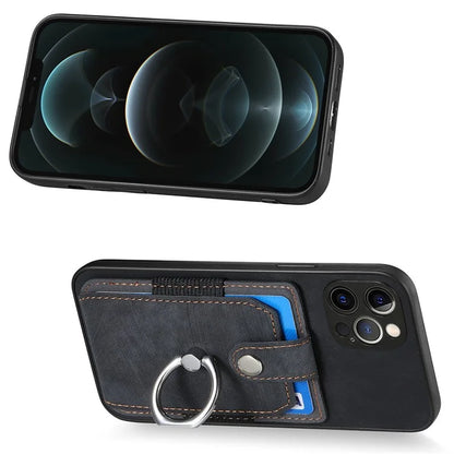 D2 For iPhone 12 Pro Max Case TPU+PU Leather Phone Shell with Kickstand
