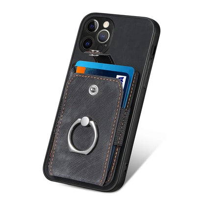 D2 For iPhone 12 Pro Max Case TPU+PU Leather Phone Shell with Kickstand