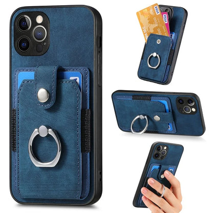 D2 For iPhone 12 Pro Max Case TPU+PU Leather Phone Shell with Kickstand