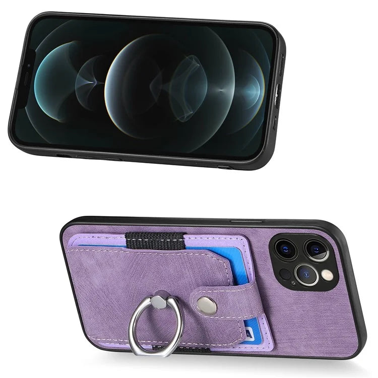 D2 For iPhone 12 Pro Max Case TPU+PU Leather Phone Shell with Kickstand