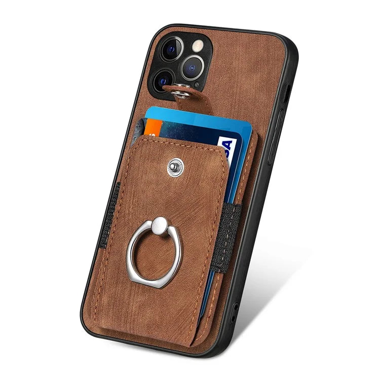 D2 For iPhone 12 Pro Max Case TPU+PU Leather Phone Shell with Kickstand