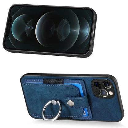 D2 For iPhone 12 Pro Case Anti-Drop TPU+PU Leather Kickstand Phone Shell