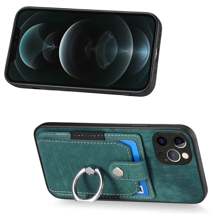 D2 For iPhone 12 Pro Case Anti-Drop TPU+PU Leather Kickstand Phone Shell