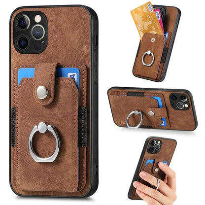 D2 For iPhone 12 Pro Case Anti-Drop TPU+PU Leather Kickstand Phone Shell