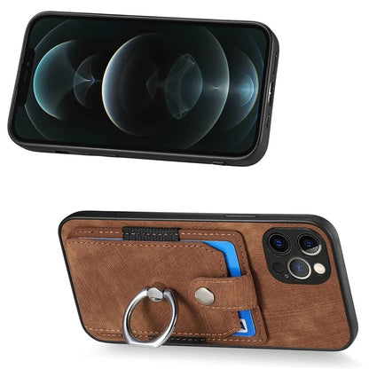 D2 For iPhone 12 Pro Case Anti-Drop TPU+PU Leather Kickstand Phone Shell