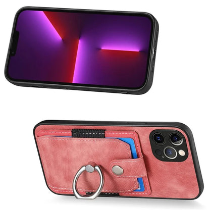 D2 For iPhone 13 Pro Max Anti-Scratch Phone Case Card Holder Ring Kickstand Phone Shell Cover