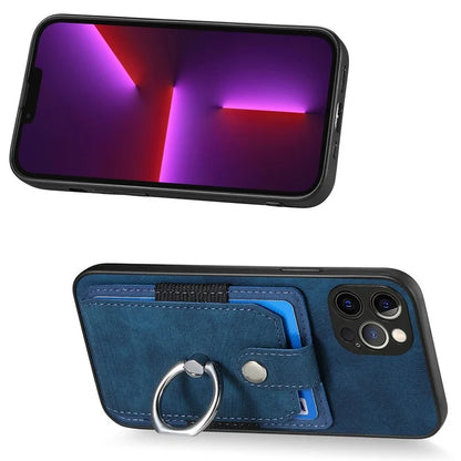 D2 For iPhone 13 Pro Max Anti-Scratch Phone Case Card Holder Ring Kickstand Phone Shell Cover
