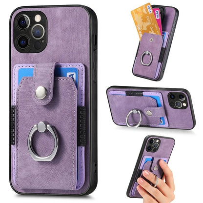 D2 For iPhone 13 Pro Max Anti-Scratch Phone Case Card Holder Ring Kickstand Phone Shell Cover