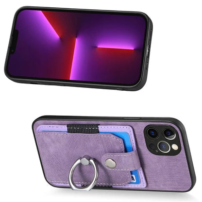 D2 For iPhone 13 Pro Max Anti-Scratch Phone Case Card Holder Ring Kickstand Phone Shell Cover