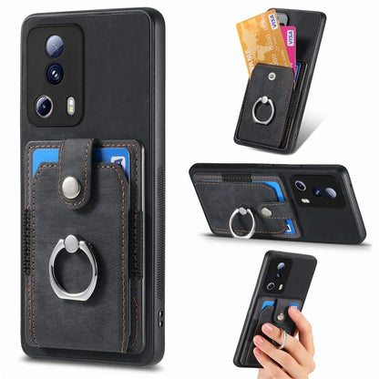 D2 Phone Case for Xiaomi 13 Lite / Civi 2 5G TPU+PU Leather Cover with Ring Kickstand
