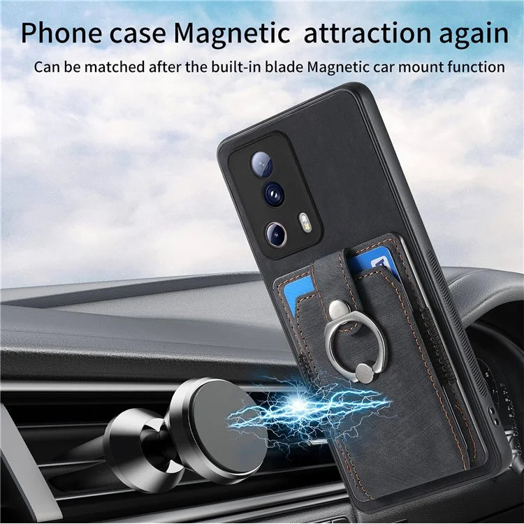 D2 Phone Case for Xiaomi 13 Lite / Civi 2 5G TPU+PU Leather Cover with Ring Kickstand
