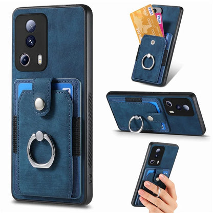 D2 Phone Case for Xiaomi 13 Lite / Civi 2 5G TPU+PU Leather Cover with Ring Kickstand