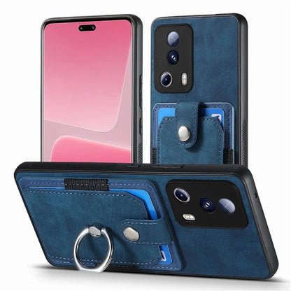 D2 Phone Case for Xiaomi 13 Lite / Civi 2 5G TPU+PU Leather Cover with Ring Kickstand