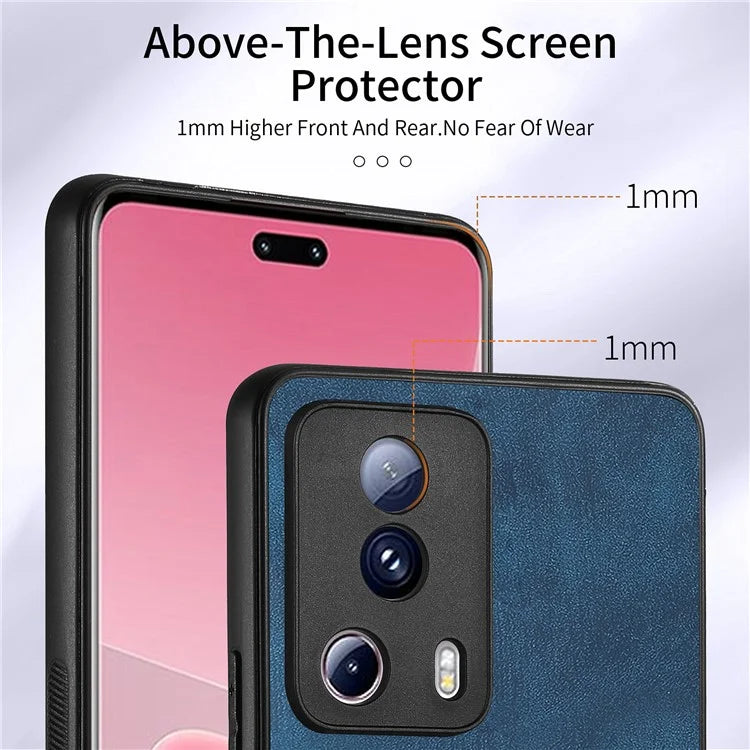 D2 Phone Case for Xiaomi 13 Lite / Civi 2 5G TPU+PU Leather Cover with Ring Kickstand