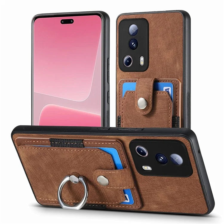 D2 Phone Case for Xiaomi 13 Lite / Civi 2 5G TPU+PU Leather Cover with Ring Kickstand