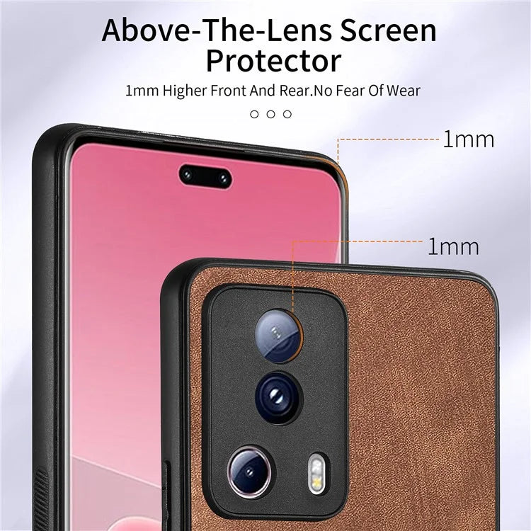 D2 Phone Case for Xiaomi 13 Lite / Civi 2 5G TPU+PU Leather Cover with Ring Kickstand