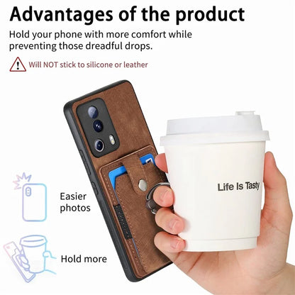 D2 Phone Case for Xiaomi 13 Lite / Civi 2 5G TPU+PU Leather Cover with Ring Kickstand