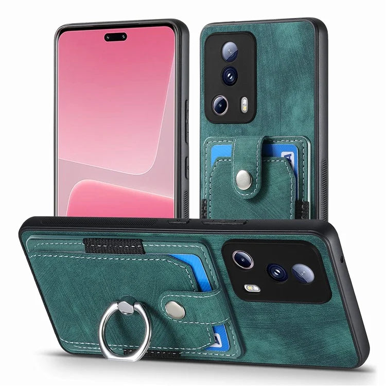 D2 Phone Case for Xiaomi 13 Lite / Civi 2 5G TPU+PU Leather Cover with Ring Kickstand