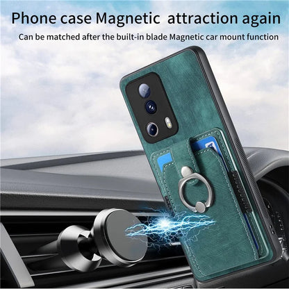 D2 Phone Case for Xiaomi 13 Lite / Civi 2 5G TPU+PU Leather Cover with Ring Kickstand