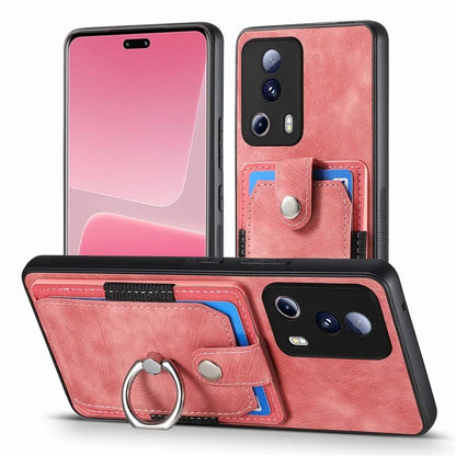 D2 Phone Case for Xiaomi 13 Lite / Civi 2 5G TPU+PU Leather Cover with Ring Kickstand