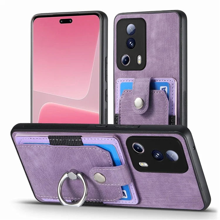 D2 Phone Case for Xiaomi 13 Lite / Civi 2 5G TPU+PU Leather Cover with Ring Kickstand