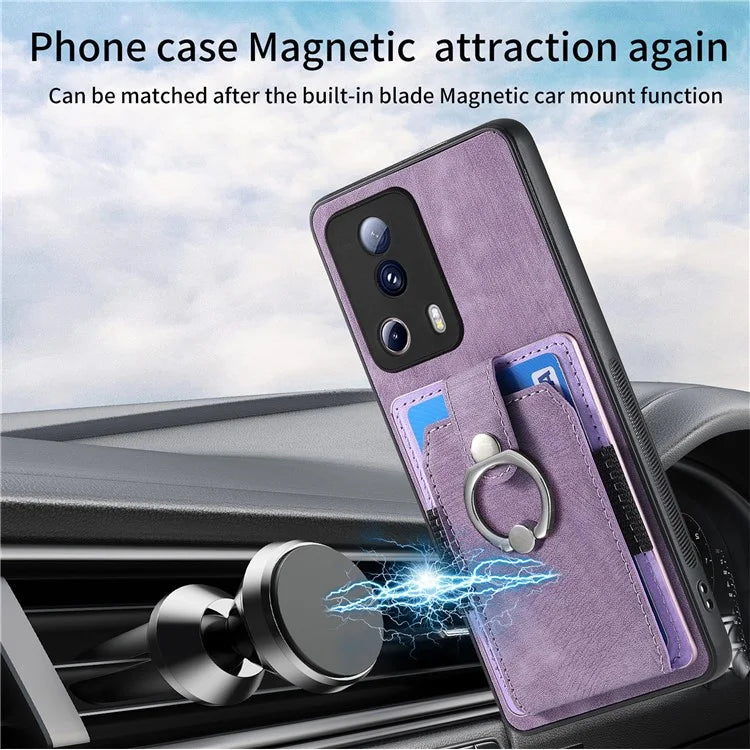 D2 Phone Case for Xiaomi 13 Lite / Civi 2 5G TPU+PU Leather Cover with Ring Kickstand