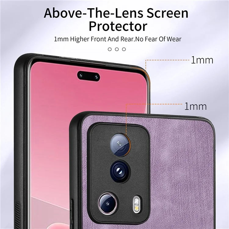 D2 Phone Case for Xiaomi 13 Lite / Civi 2 5G TPU+PU Leather Cover with Ring Kickstand