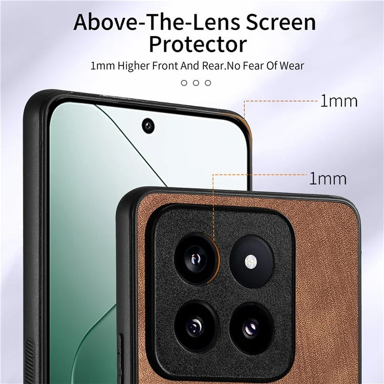 D2 For Xiaomi 14 Pro Case Ring Kickstand Leather+TPU Card Holder Phone Cover