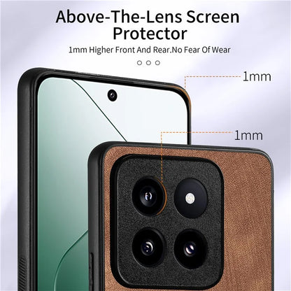 D2 For Xiaomi 14 Pro Case Ring Kickstand Leather+TPU Card Holder Phone Cover