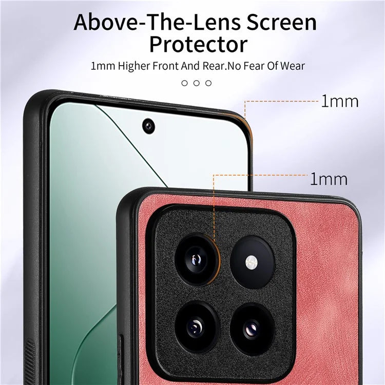 D2 For Xiaomi 14 Pro Case Ring Kickstand Leather+TPU Card Holder Phone Cover