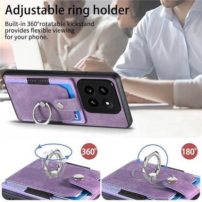 D2 For Xiaomi 14 Pro Case Ring Kickstand Leather+TPU Card Holder Phone Cover
