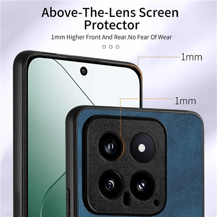 D2 For Xiaomi 14 Kickstand Card Holder PU Leather+TPU Phone Protective Shell