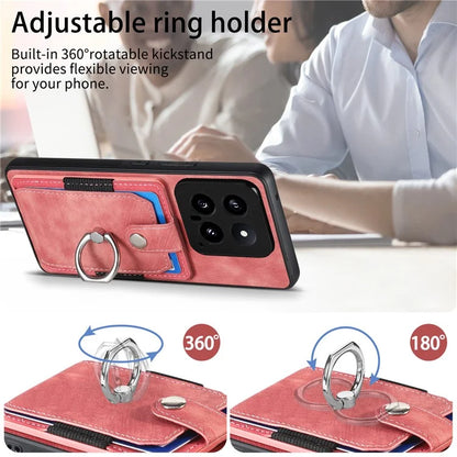 D2 For Xiaomi 14 Kickstand Card Holder PU Leather+TPU Phone Protective Shell