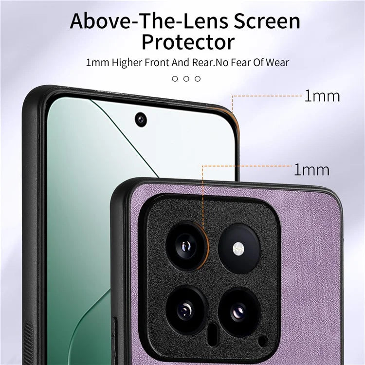 D2 For Xiaomi 14 Kickstand Card Holder PU Leather+TPU Phone Protective Shell