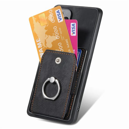 D2 For Samsung Galaxy S24 Ultra Phone Cover Slim-Fit Cell Phone Case with Card Holder, Ring Kickstand