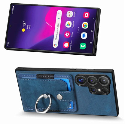 D2 For Samsung Galaxy S24 Ultra Phone Cover Slim-Fit Cell Phone Case with Card Holder, Ring Kickstand