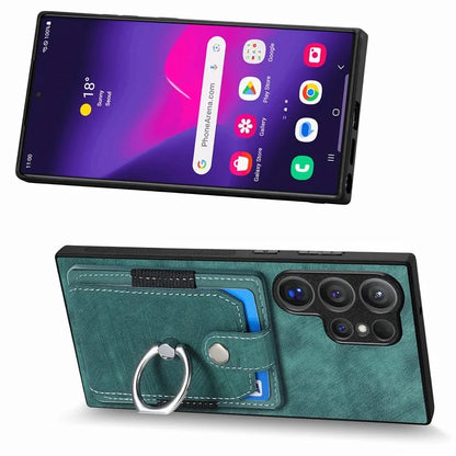 D2 For Samsung Galaxy S24 Ultra Phone Cover Slim-Fit Cell Phone Case with Card Holder, Ring Kickstand