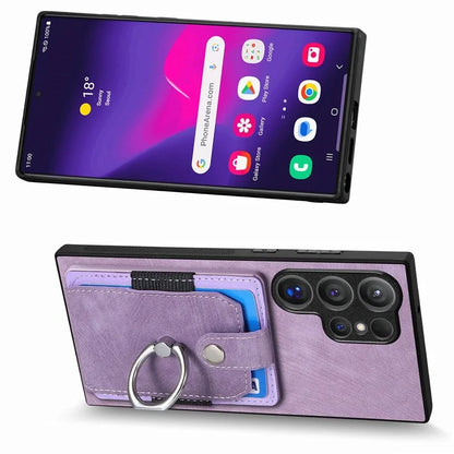 D2 For Samsung Galaxy S24 Ultra Phone Cover Slim-Fit Cell Phone Case with Card Holder, Ring Kickstand