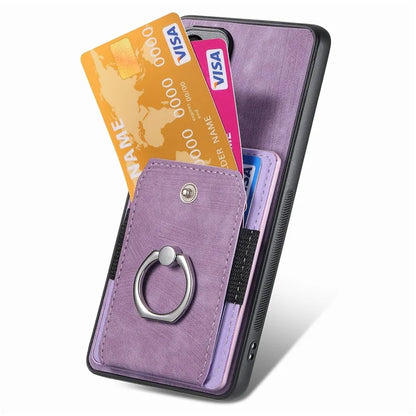 D2 For Samsung Galaxy S24 Ultra Phone Cover Slim-Fit Cell Phone Case with Card Holder, Ring Kickstand